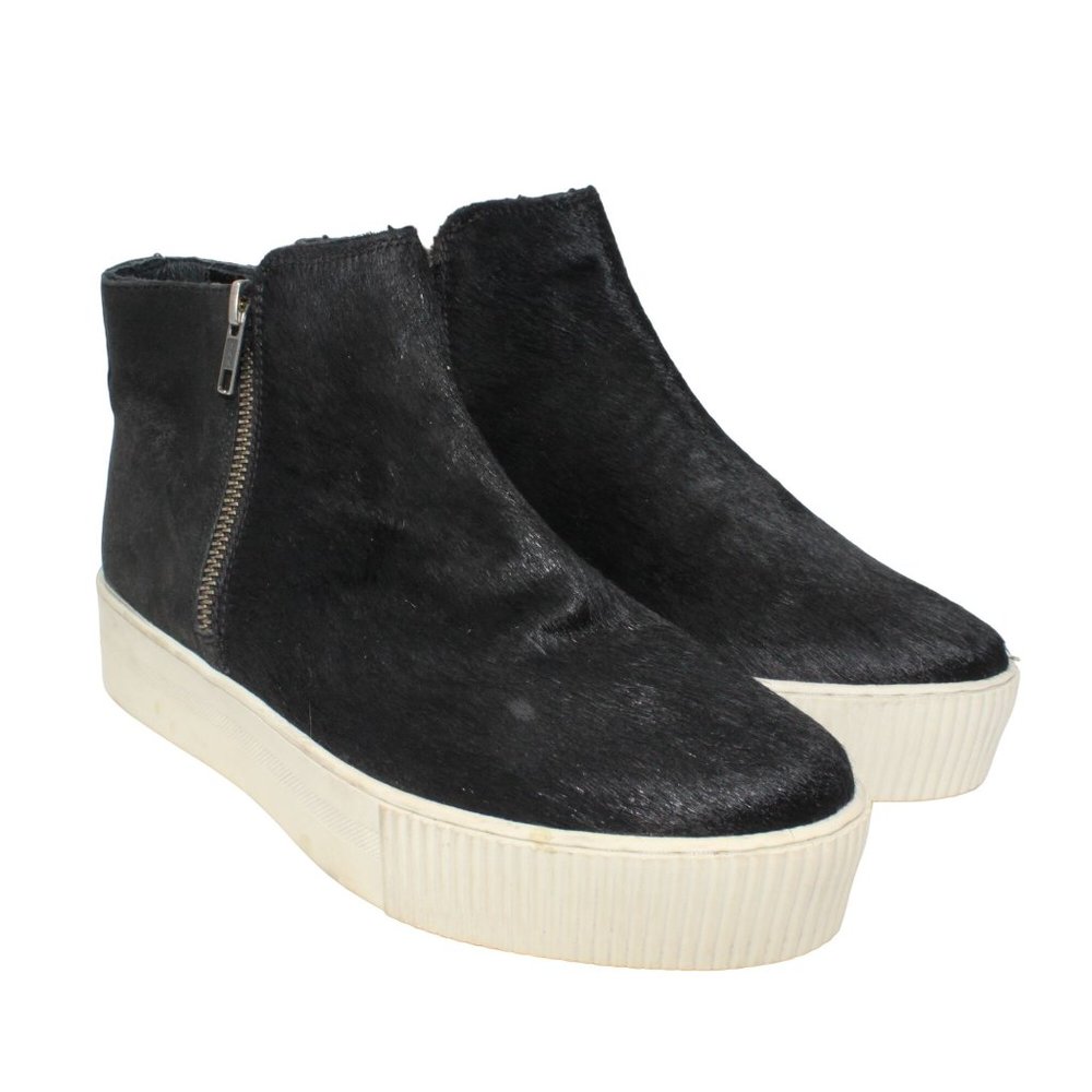 Maruti Sz 5.5M Black Calf Hair Platform Sneaker Boots Side Zipper Hidden Wedge - Picture 2 of 12